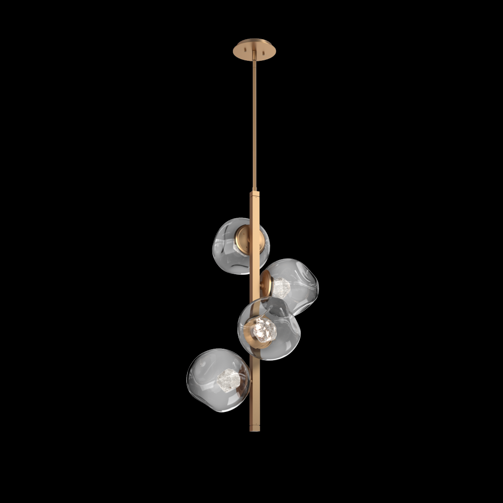 Luna 4pc Twisted Vine-Novel Brass-Zircon Inner - Smoke Outer-Threaded Rod Suspension-LED 2700K