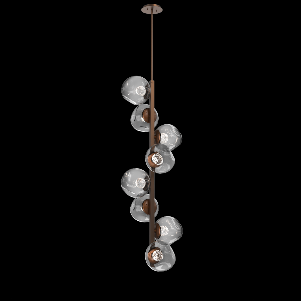 Luna 8pc Twisted Vine-Burnished Bronze-Floret Inner - Smoke Outer-Threaded Rod Suspension-LED 3000K