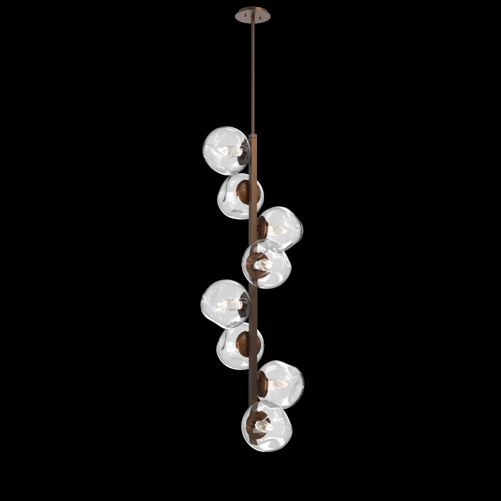 Luna 8pc Twisted Vine-Burnished Bronze-Geo Inner - Clear Outer-Threaded Rod Suspension-LED 3000K