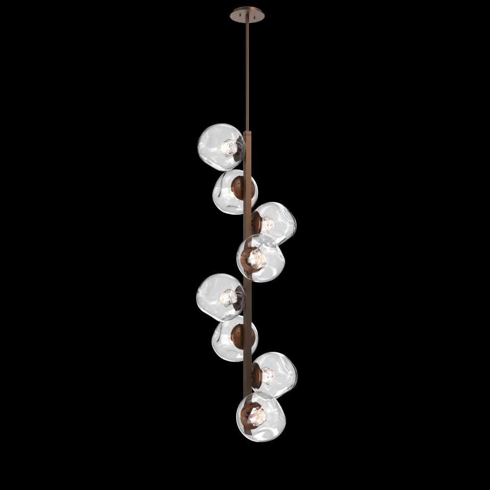 Luna 8pc Twisted Vine-Burnished Bronze-Zircon Inner - Clear Outer-Threaded Rod Suspension-LED 2700K