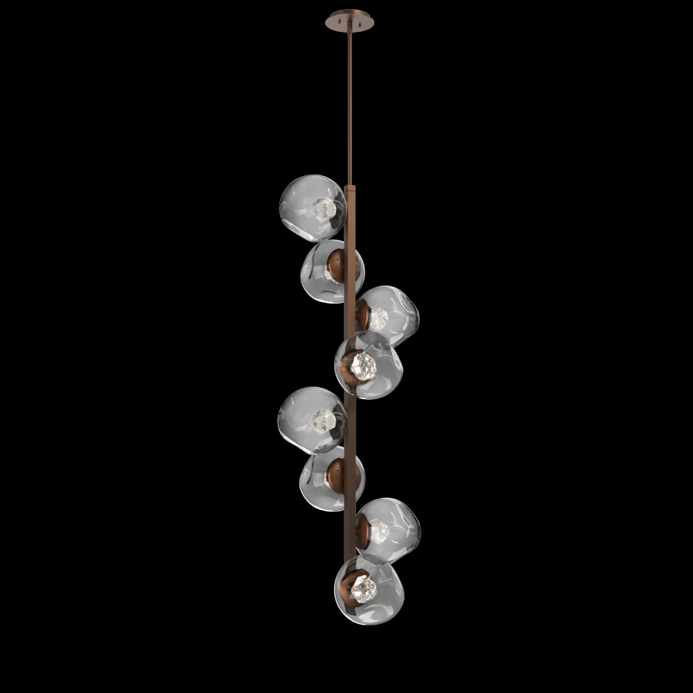 Luna 8pc Twisted Vine-Burnished Bronze-Zircon Inner - Smoke Outer-Threaded Rod Suspension-LED 2700K