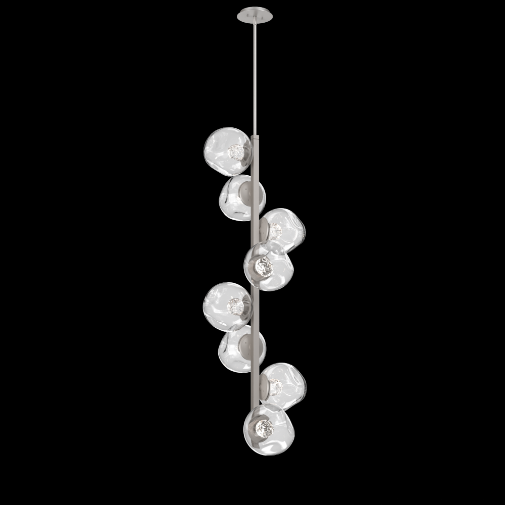Luna 8pc Twisted Vine-Beige Silver-Floret Inner - Clear Outer-Threaded Rod Suspension-LED 3000K