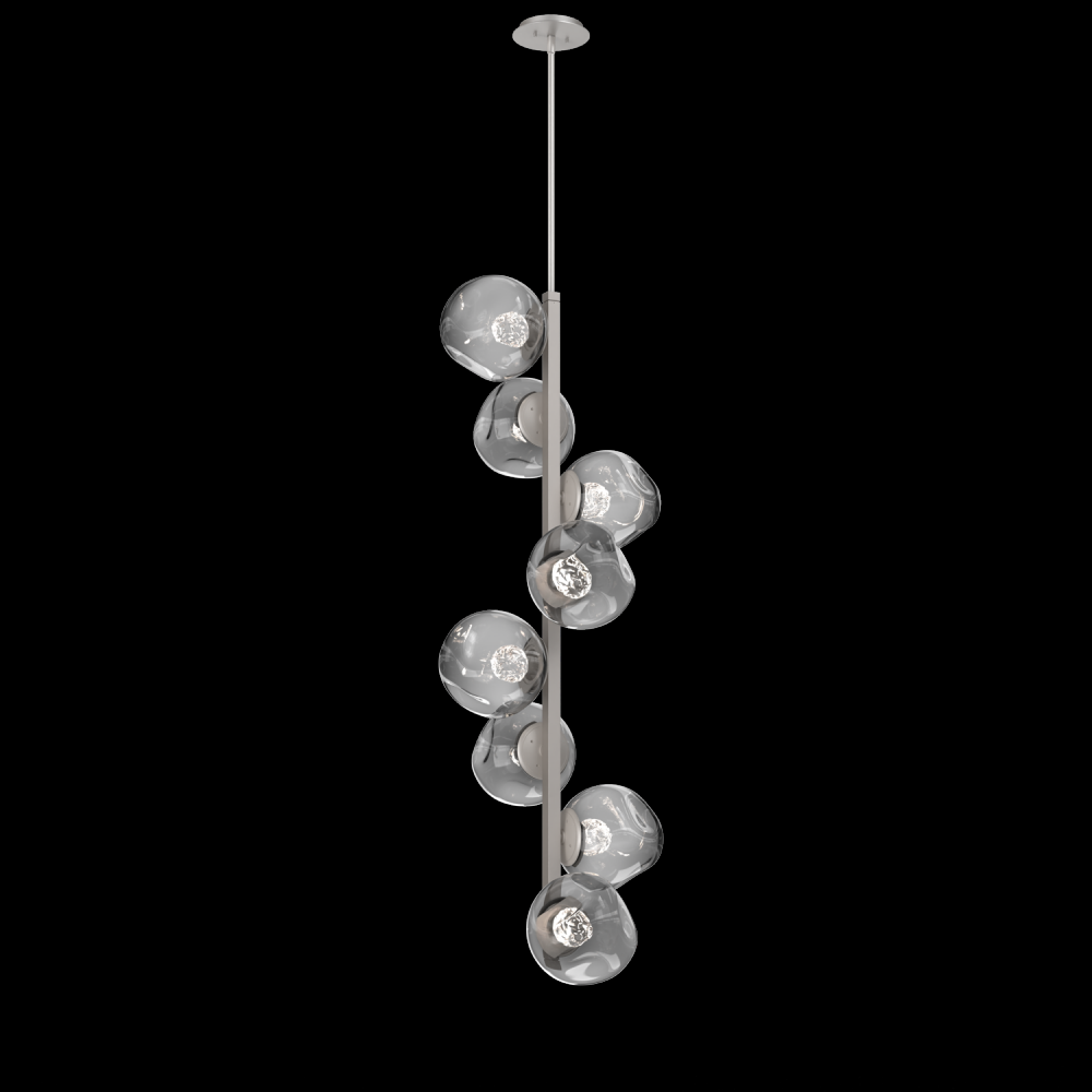 Luna 8pc Twisted Vine-Beige Silver-Floret Inner - Smoke Outer-Threaded Rod Suspension-LED 3000K