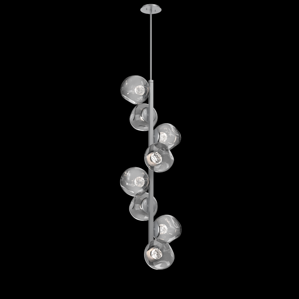 Luna 8pc Twisted Vine-Classic Silver-Floret Inner - Smoke Outer-Threaded Rod Suspension-LED 2700K