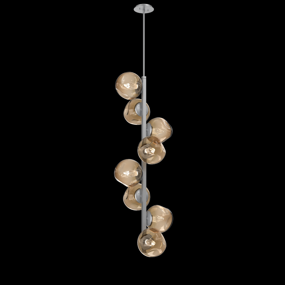 Luna 8pc Twisted Vine-Classic Silver-Geo Inner - Bronze Outer-Threaded Rod Suspension-LED 3000K