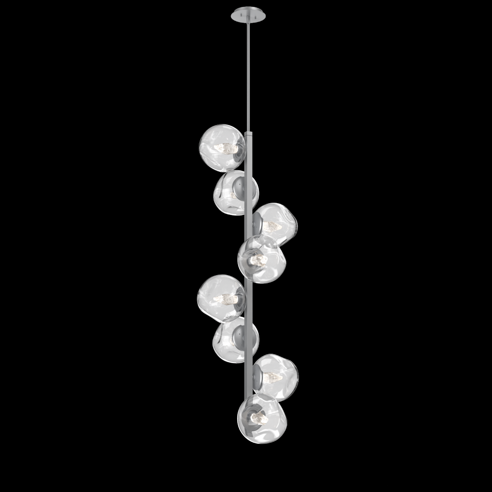 Luna 8pc Twisted Vine-Classic Silver-Geo Inner - Clear Outer-Threaded Rod Suspension-LED 3000K