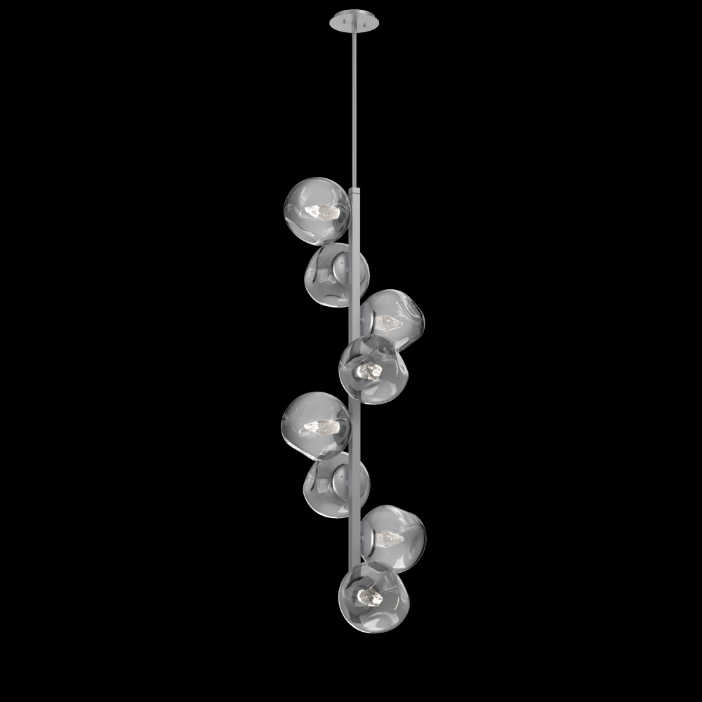 Luna 8pc Twisted Vine-Classic Silver-Geo Inner - Smoke Outer-Threaded Rod Suspension-LED 2700K