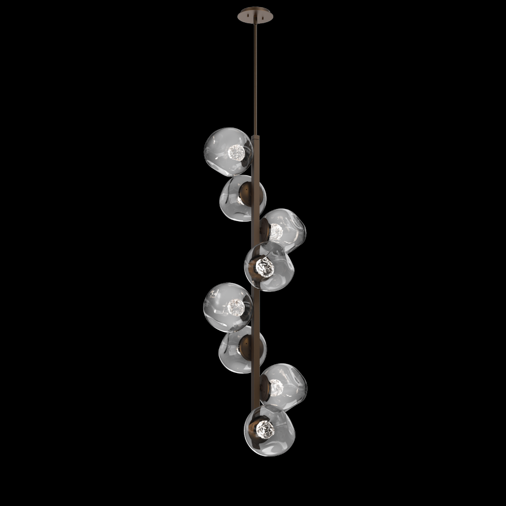 Luna 8pc Twisted Vine-Flat Bronze-Floret Inner - Smoke Outer-Threaded Rod Suspension-LED 2700K