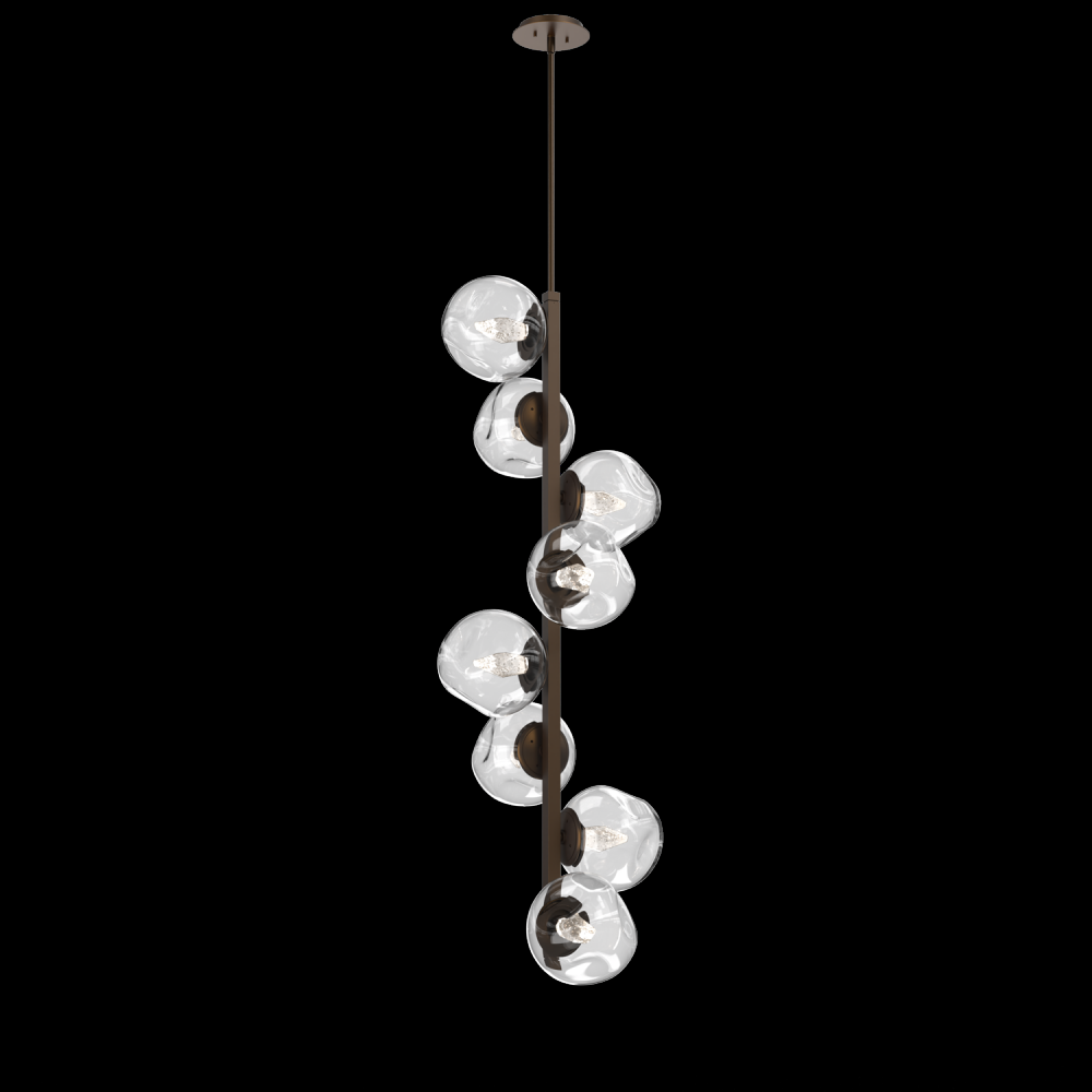 Luna 8pc Twisted Vine-Flat Bronze-Geo Inner - Clear Outer-Threaded Rod Suspension-LED 3000K