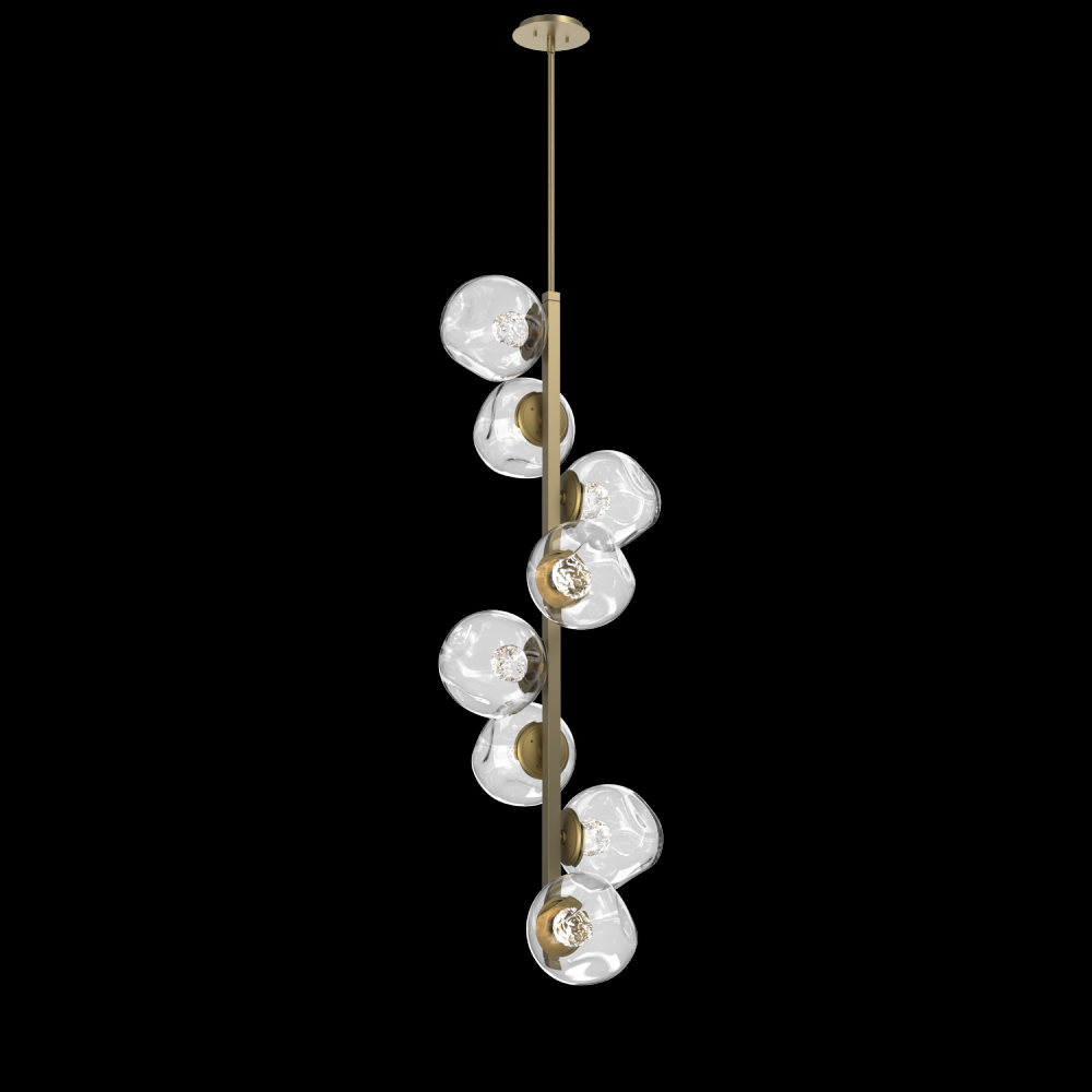 Luna 8pc Twisted Vine-Gilded Brass-Floret Inner - Clear Outer-Threaded Rod Suspension-LED 2700K