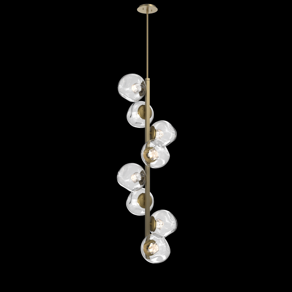 Luna 8pc Twisted Vine-Gilded Brass-Zircon Inner - Clear Outer-Threaded Rod Suspension-LED 2700K