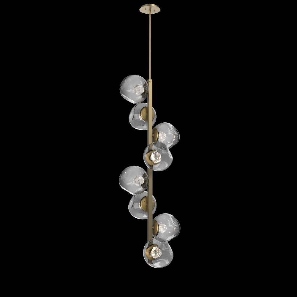 Luna 8pc Twisted Vine-Gilded Brass-Zircon Inner - Smoke Outer-Threaded Rod Suspension-LED 2700K