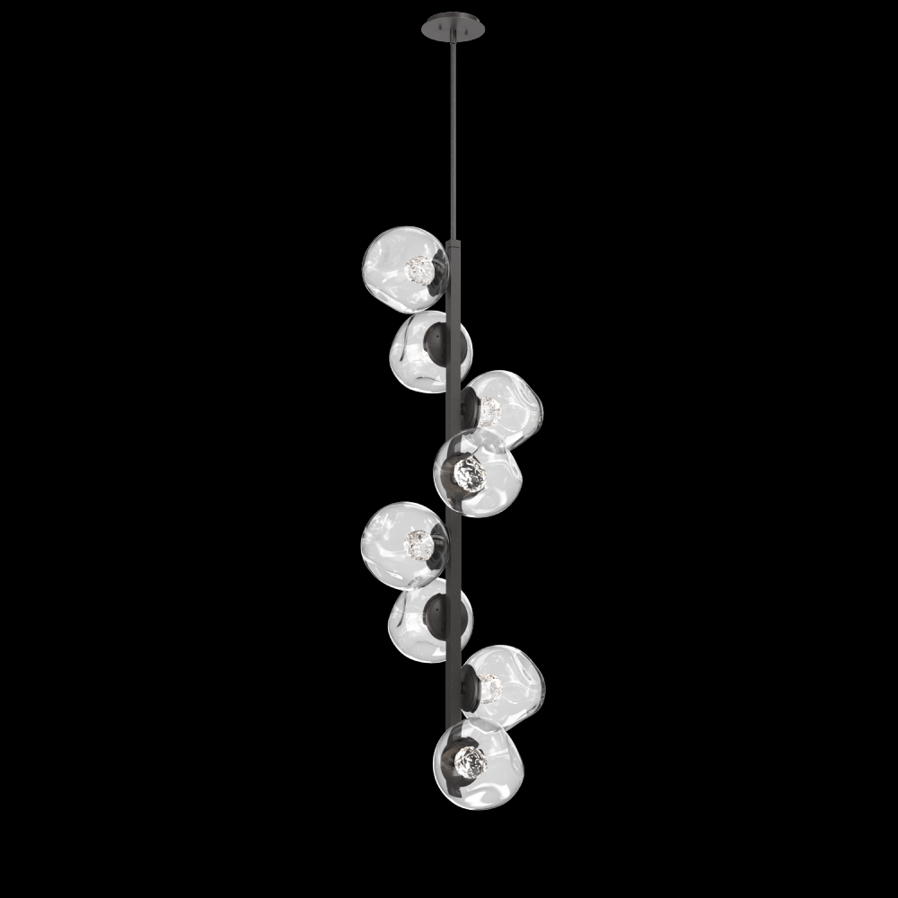 Luna 8pc Twisted Vine-Graphite-Floret Inner - Clear Outer-Threaded Rod Suspension-LED 2700K