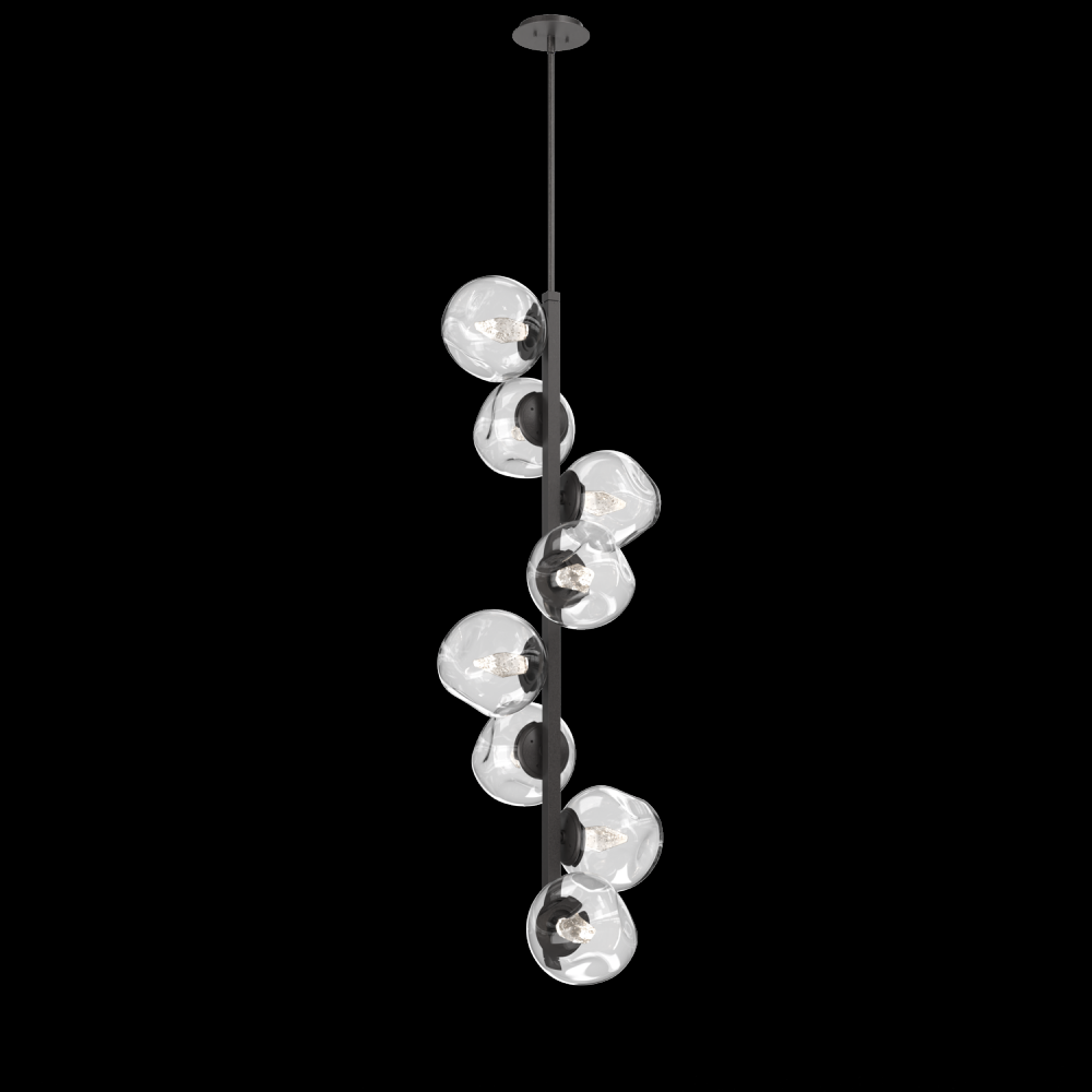 Luna 8pc Twisted Vine-Graphite-Geo Inner - Clear Outer-Threaded Rod Suspension-LED 2700K