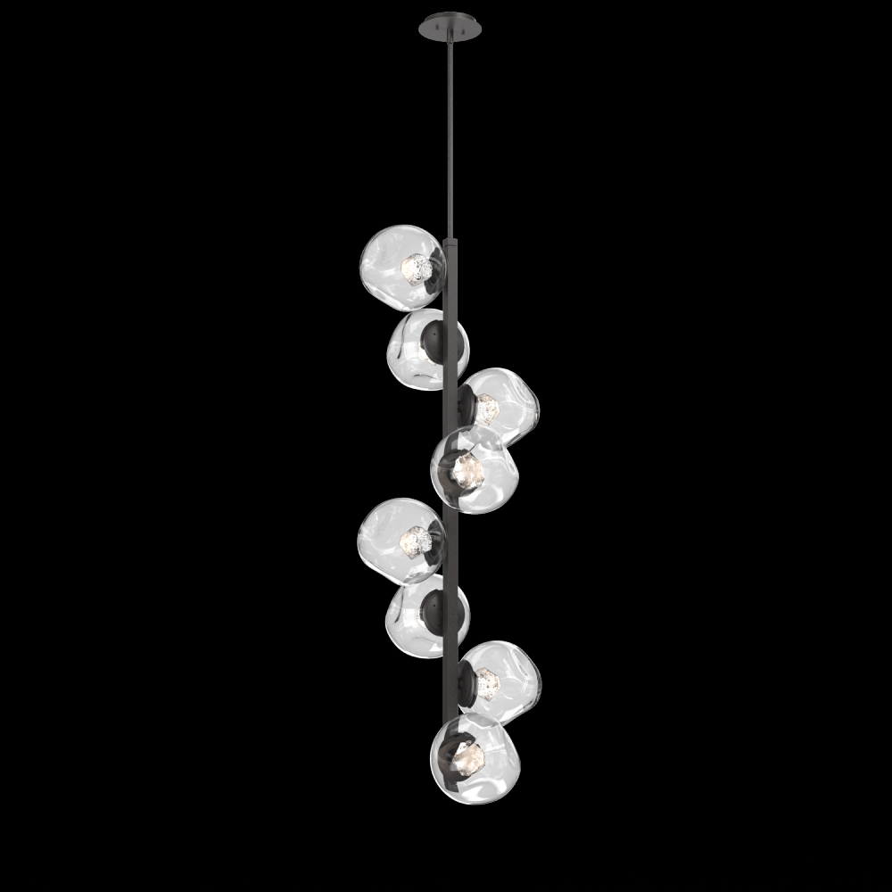 Luna 8pc Twisted Vine-Graphite-Zircon Inner - Clear Outer-Threaded Rod Suspension-LED 3000K