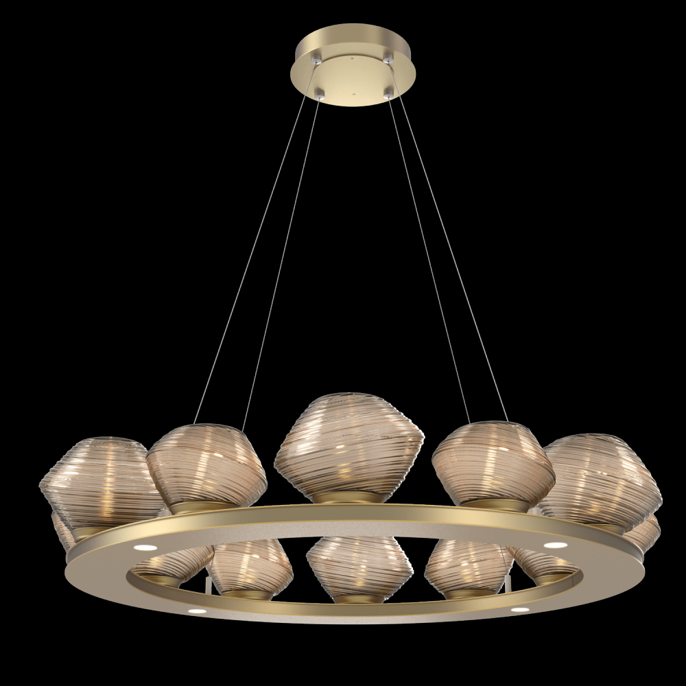 Mesa 36&#34; Ring-Gilded Brass-Bronze Blown Glass