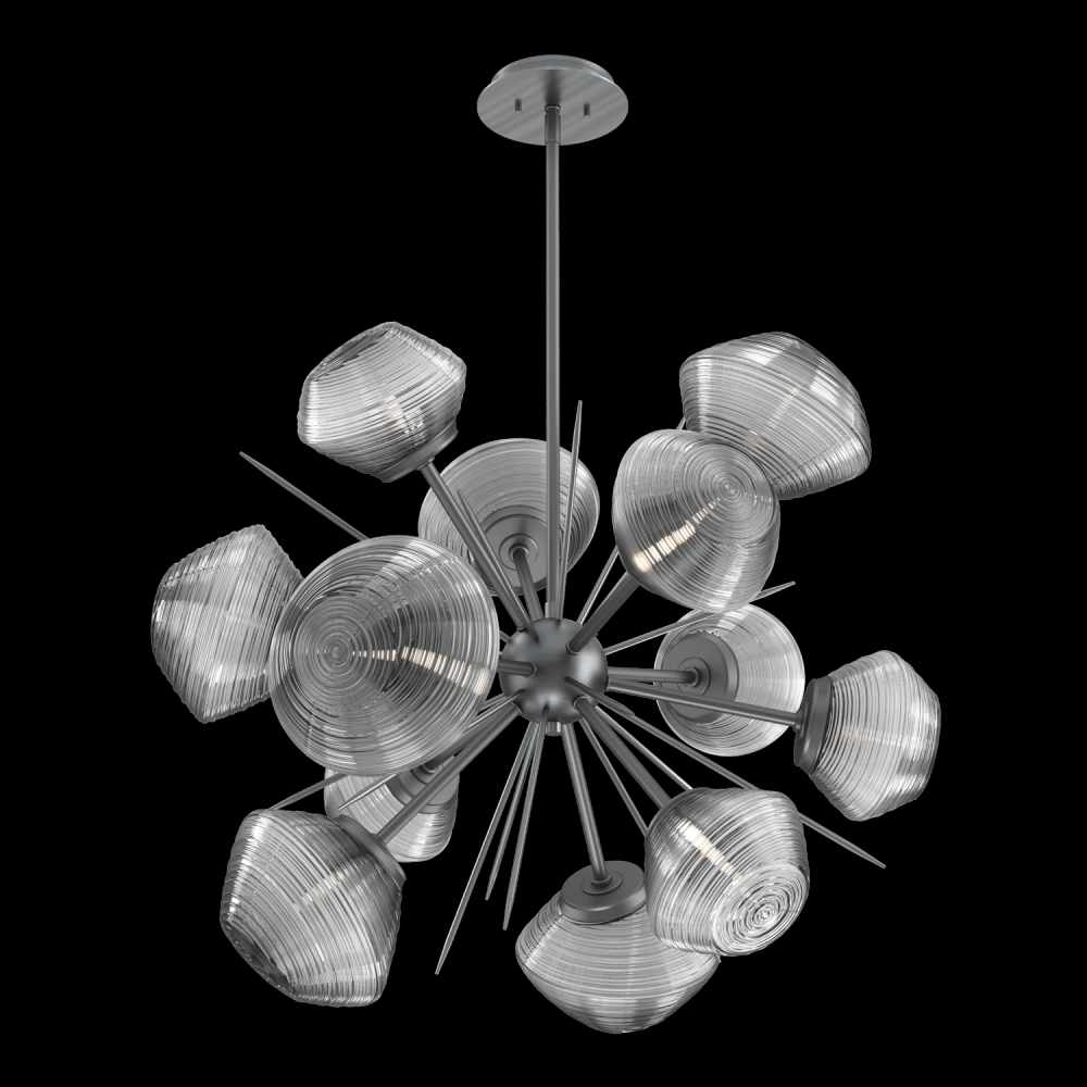 Mesa 36&#34; Starburst-Gunmetal-Smoke Blown Glass