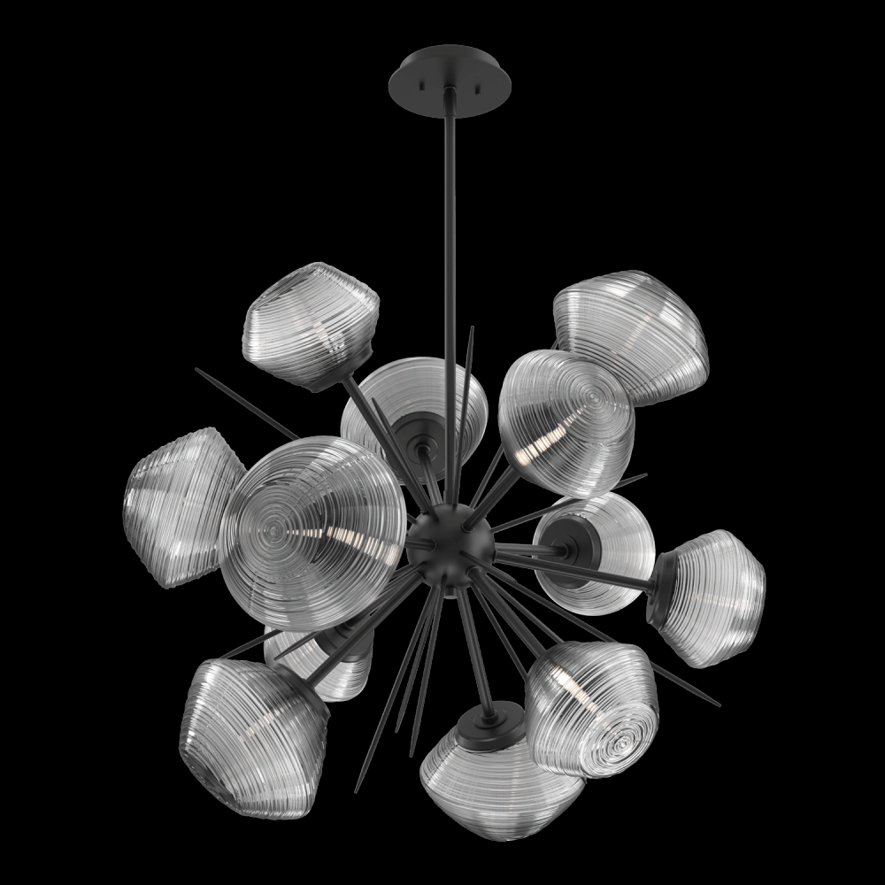 Mesa 36&#34; Starburst-Matte Black-Smoke Blown Glass