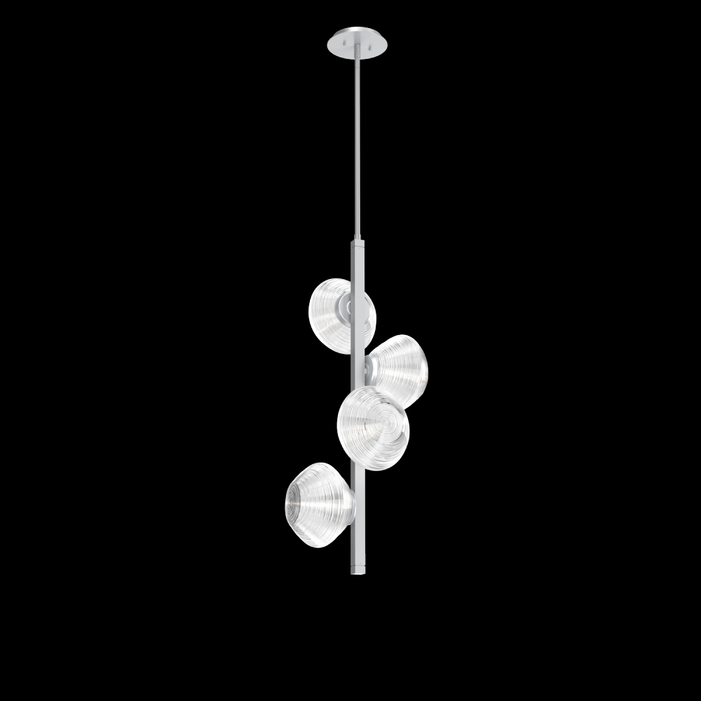 Mesa 4pc Twisted Vine-Classic Silver-Clear Blown Glass-Threaded Rod Suspension-LED 3000K