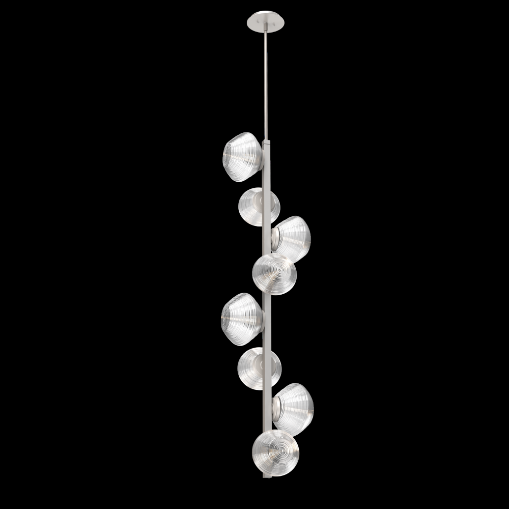 Mesa 8pc Twisted Vine-Beige Silver-Clear Blown Glass-Threaded Rod Suspension-LED 3000K