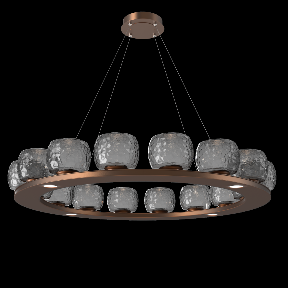 Vessel 48-inch Platform Ring-Burnished Bronze-Smoke Blown Glass-Stainless Cable-LED 2700K