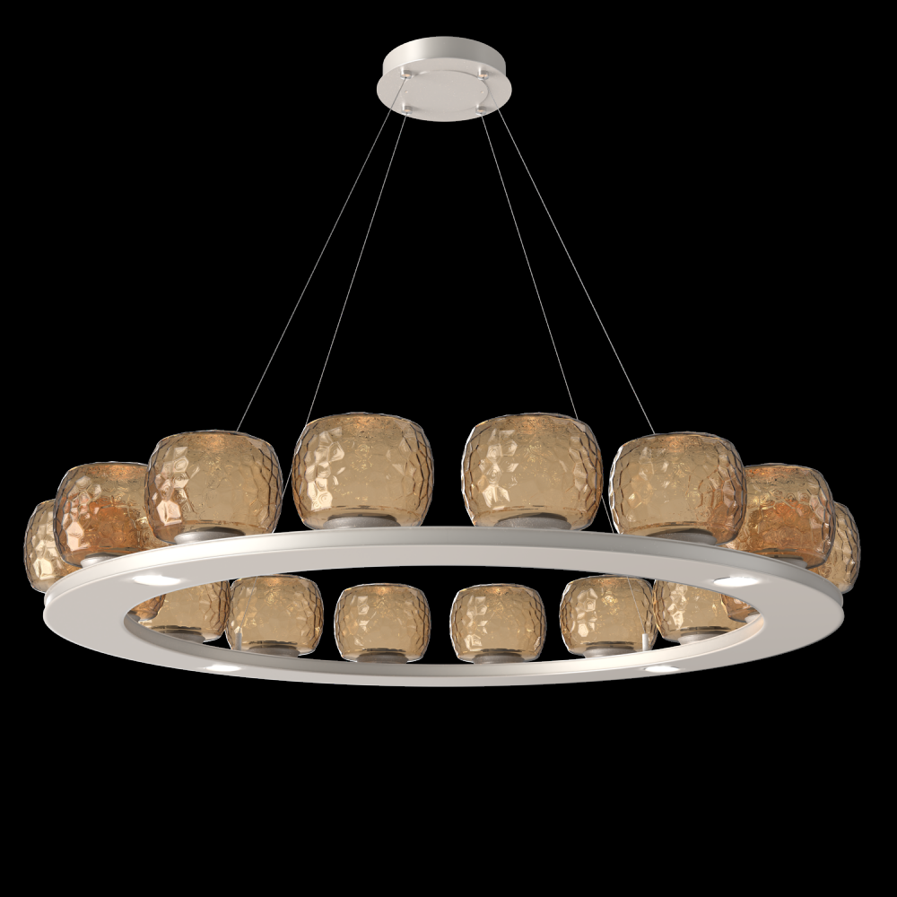 Vessel 48-inch Platform Ring-Beige Silver-Bronze Blown Glass-Stainless Cable-LED 2700K