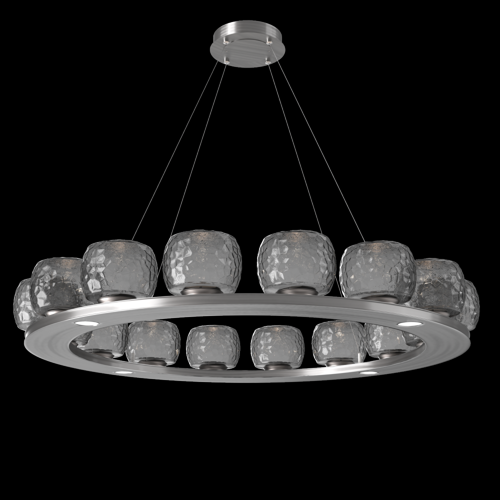 Vessel 48-inch Platform Ring-Satin Nickel-Smoke Blown Glass-Stainless Cable-LED 3000K