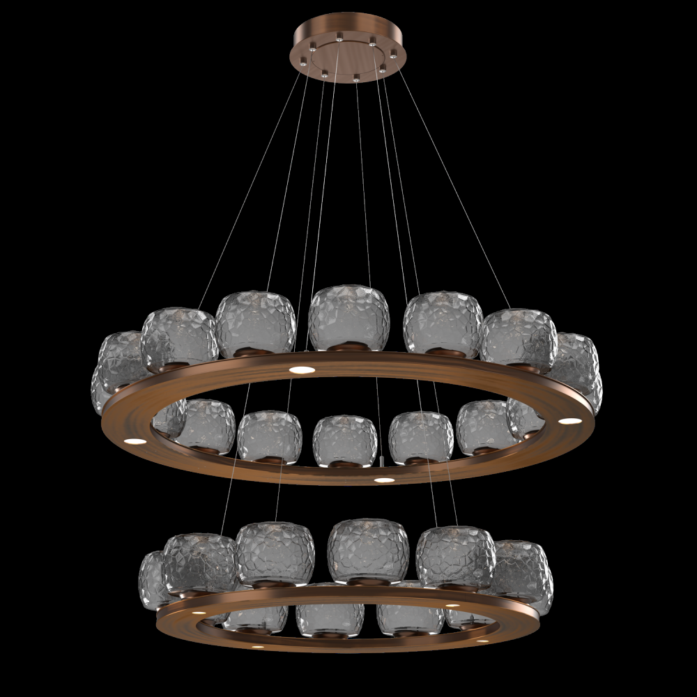 Vessel Two-Tier Platform Ring-Oil Rubbed Bronze-Smoke Blown Glass-Stainless Cable-LED 2700K