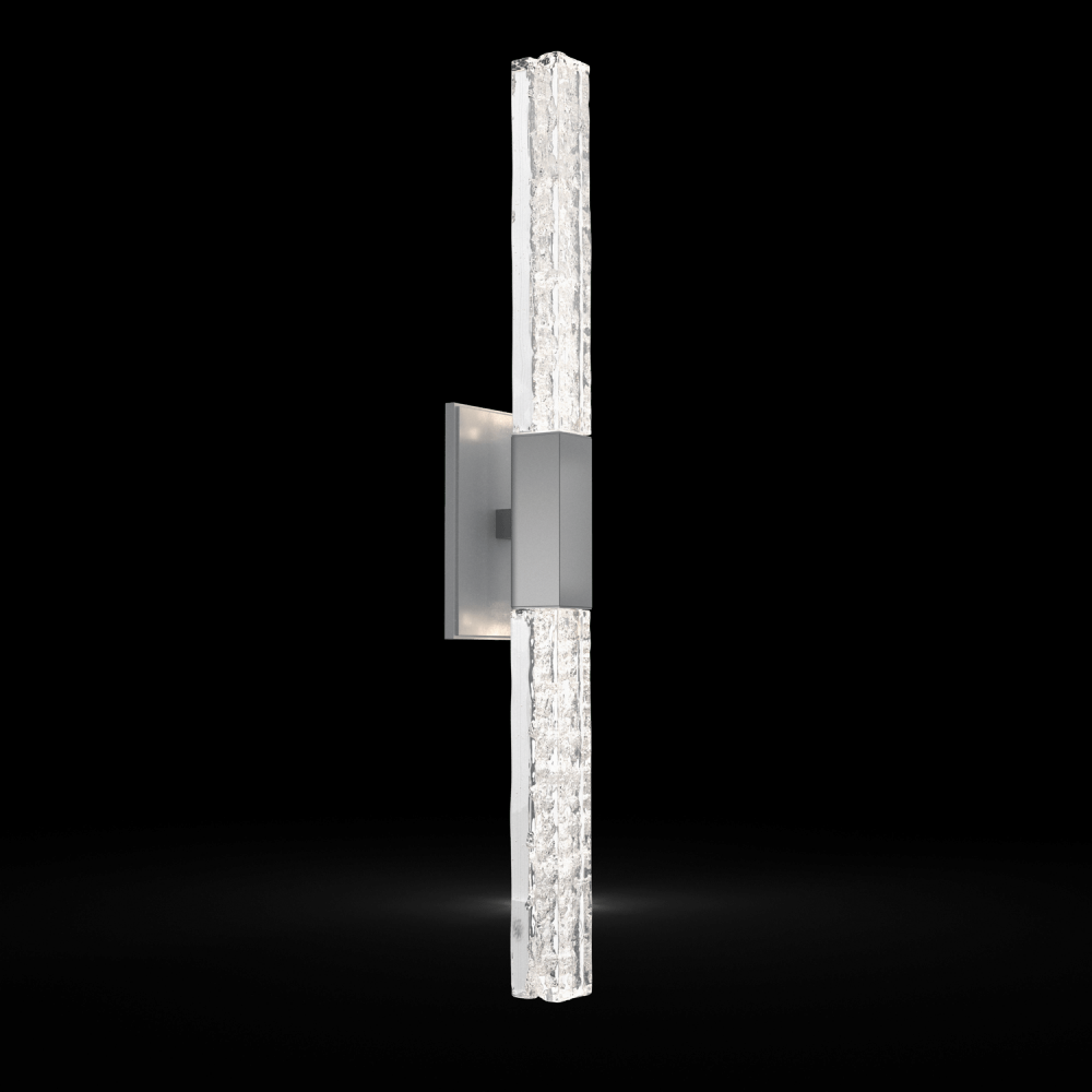 Axis Double Sconce-Classic Silver-Clear Textured Cast Glass