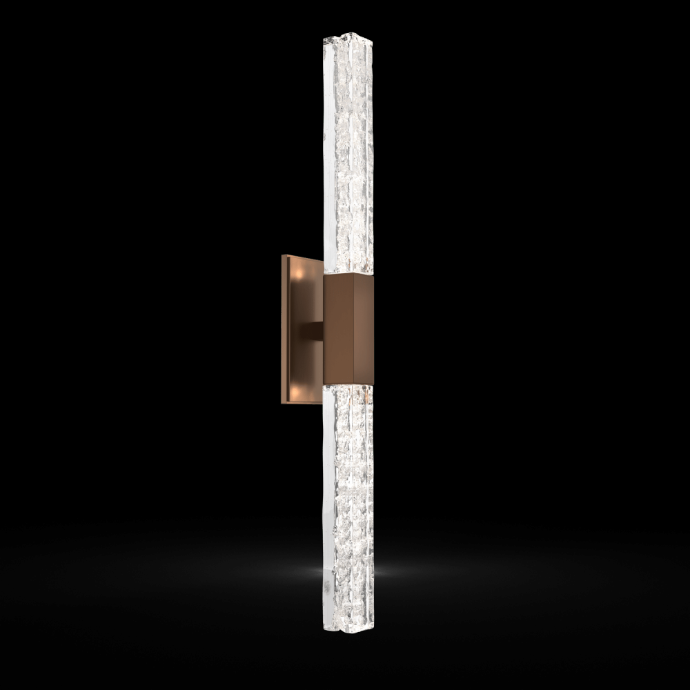 Axis Double Sconce-Oil Rubbed Bronze-Clear Textured Cast Glass