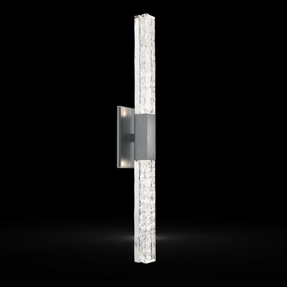 Axis Double Sconce-Satin Nickel-Clear Textured Cast Glass