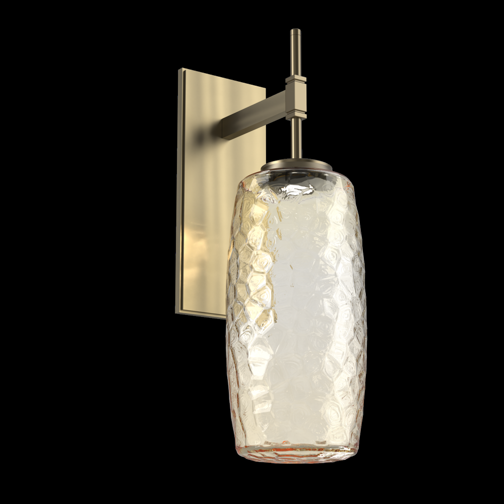 Vessel Tempo Sconce (Large)-Heritage Brass-Amber Blown Glass-LED 2700K