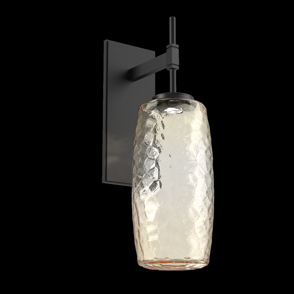 Vessel Tempo Sconce (Large)-Matte Black-Amber Blown Glass-LED 2700K