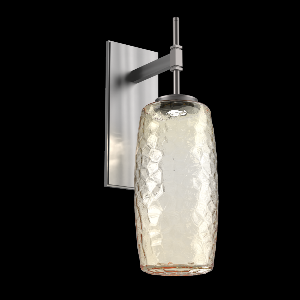 Vessel Tempo Sconce (Large)-Satin Nickel-Amber Blown Glass-LED 2700K