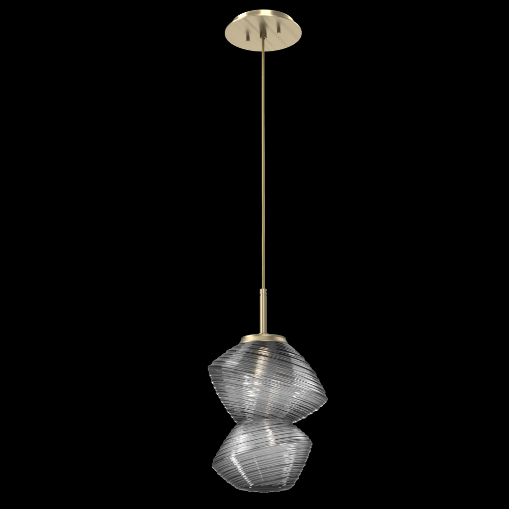 Mesa Pendant-Heritage Brass-Smoke Blown Glass