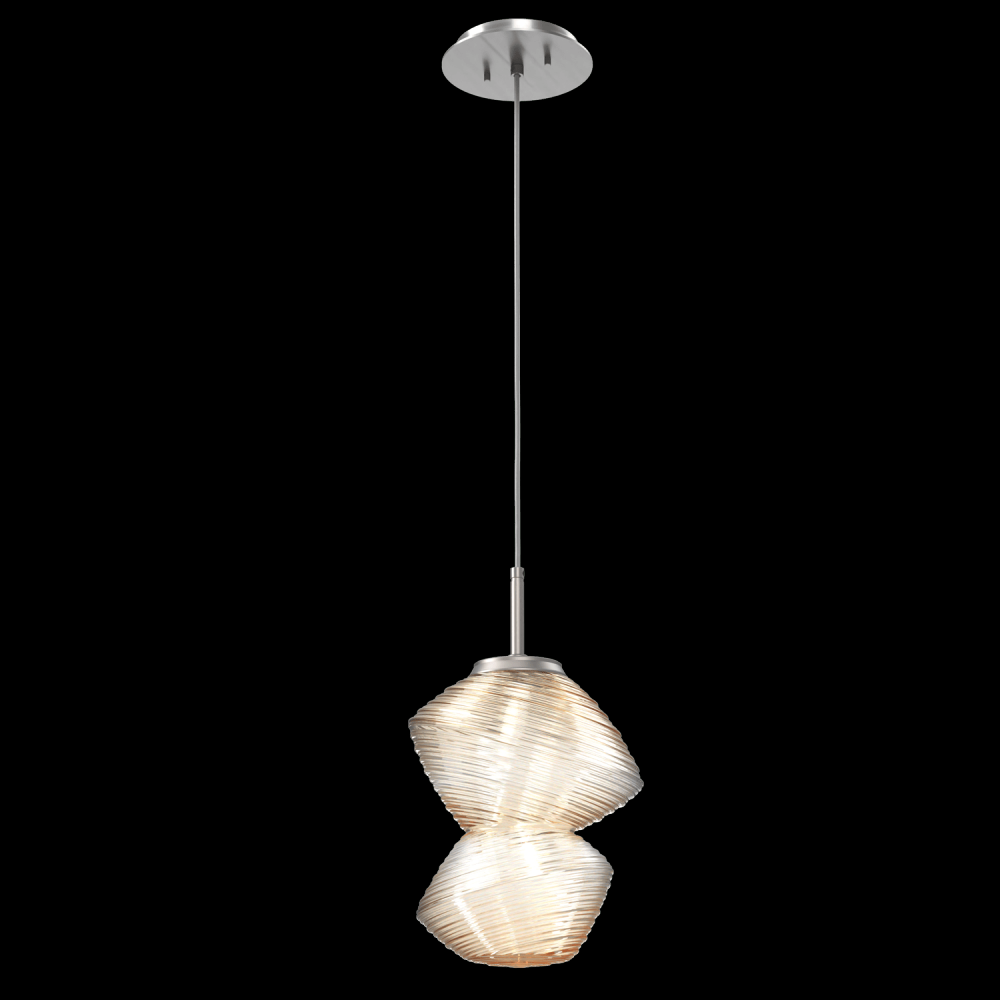 Mesa Pendant-Satin Nickel-Amber Blown Glass