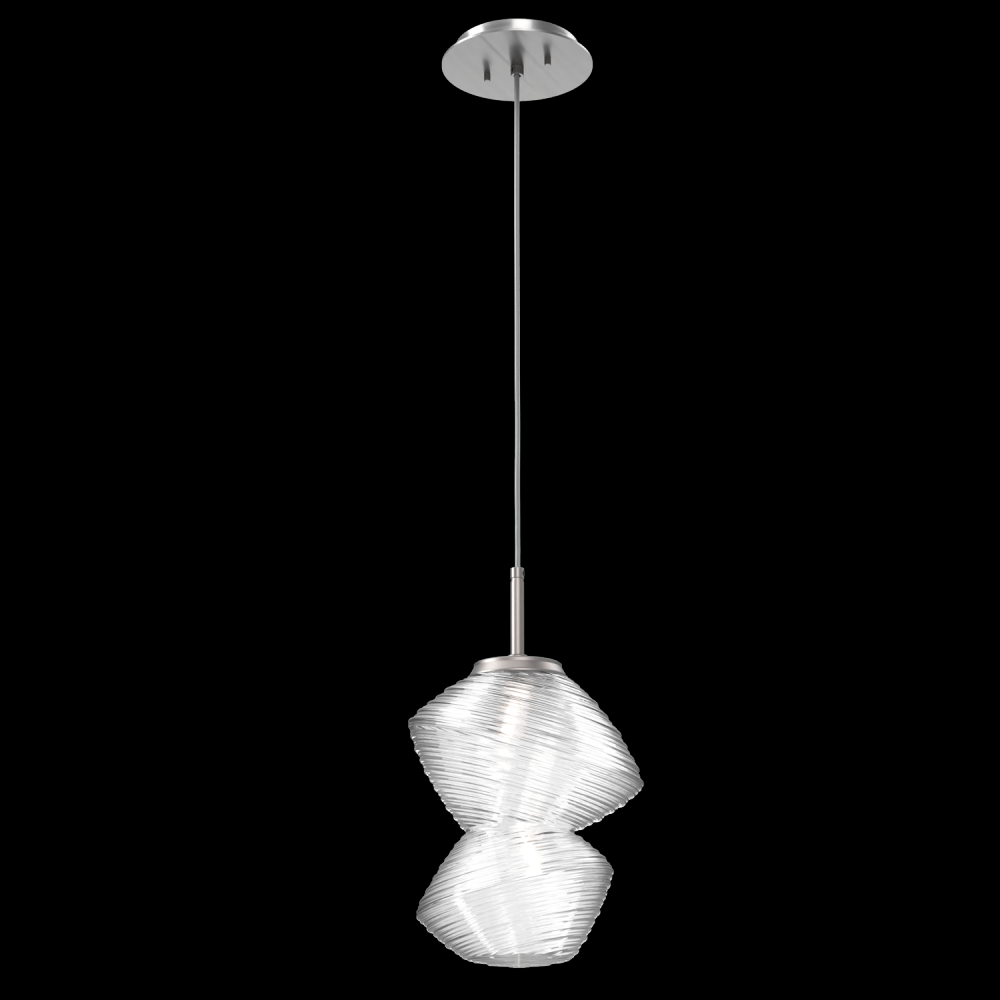 Mesa Pendant-Satin Nickel-Clear Blown Glass