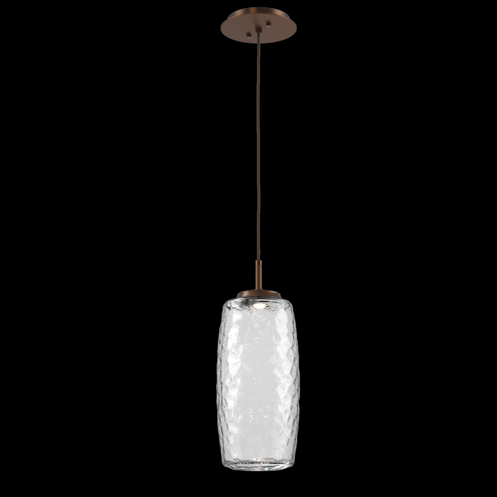 Vessel Pendant (Large)-Burnished Bronze-Clear Blown Glass-Cloth Braided Cord-LED 3000K