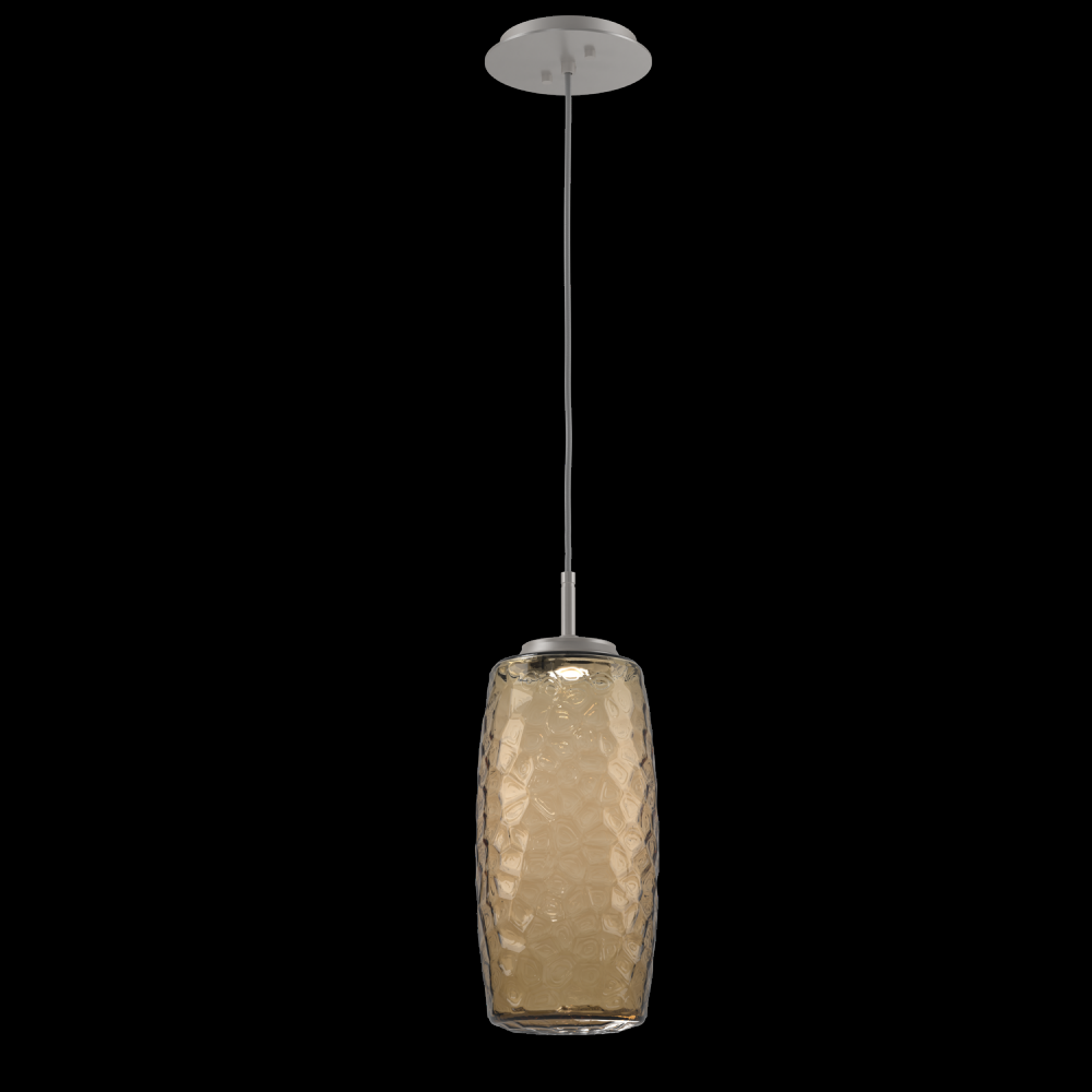 Vessel Pendant (Large)-Beige Silver-Bronze Blown Glass-Cloth Braided Cord-LED 2700K