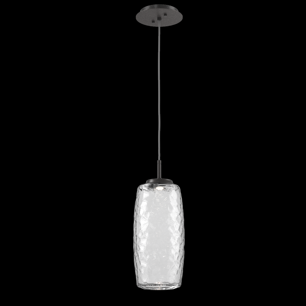 Vessel Pendant (Large)-Graphite-Clear Blown Glass-Cloth Braided Cord-LED 2700K