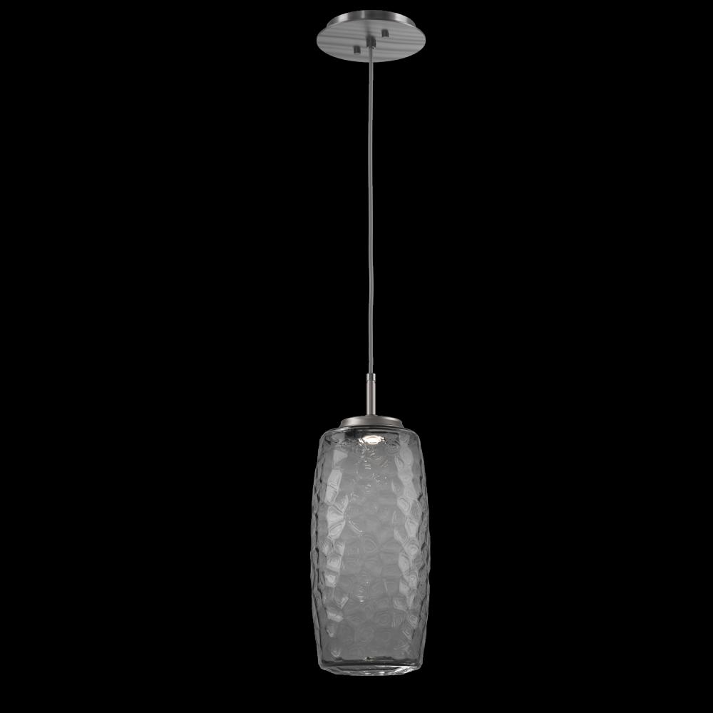 Vessel Pendant (Large)-Satin Nickel-Smoke Blown Glass-Cloth Braided Cord-LED 2700K