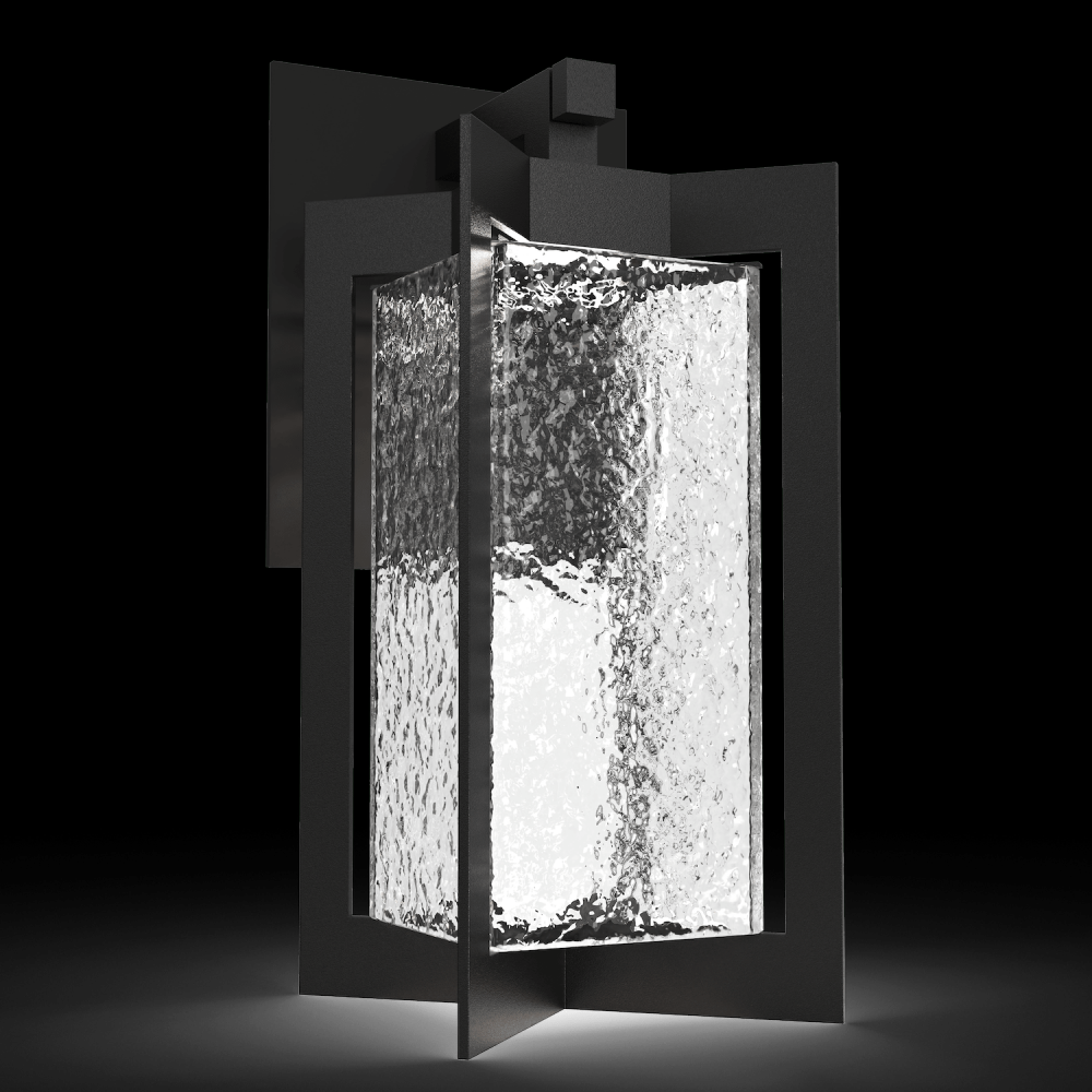 Outdoor Quad Lantern-Textured Black-Blown Glass