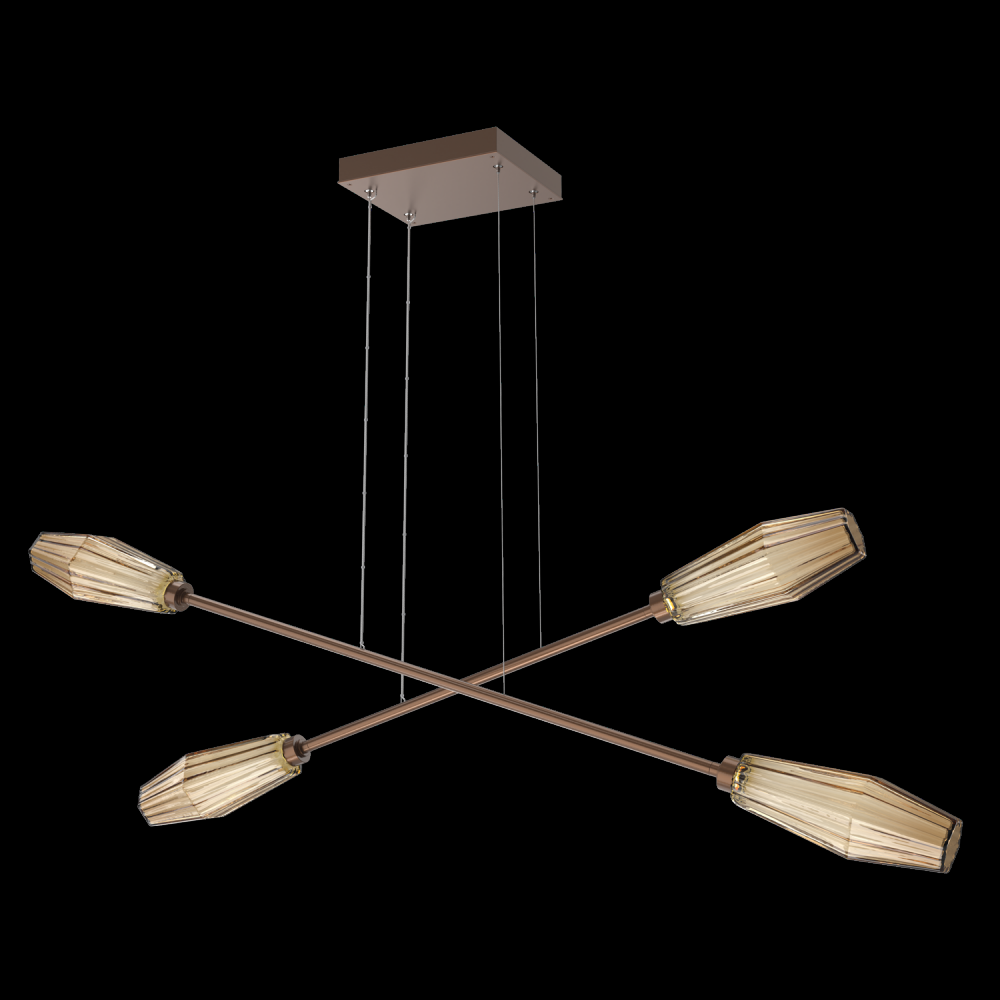 Aalto Double Moda-Burnished Bronze-Bronze Blown Glass-Stainless Cable-LED 3000K