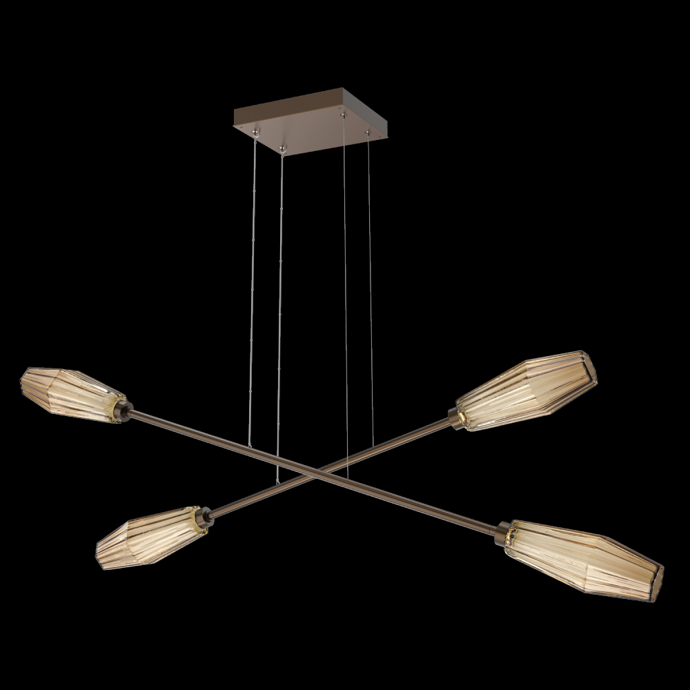 Aalto Double Moda-Flat Bronze-Bronze Blown Glass-Stainless Cable-LED 2700K