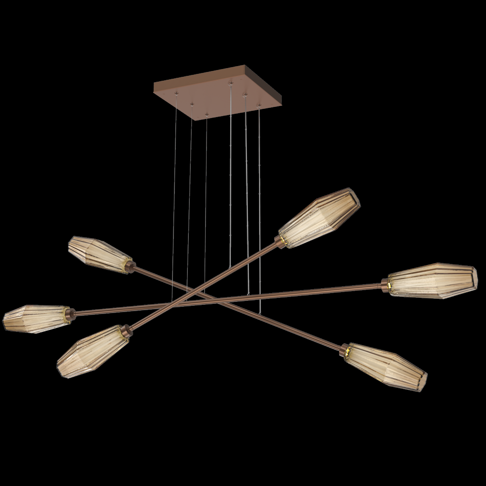 Aalto Triple Moda-Burnished Bronze-Bronze Blown Glass-Stainless Cable-LED 2700K