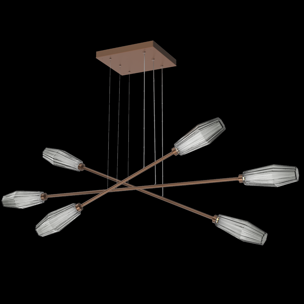 Aalto Triple Moda-Burnished Bronze-Smoke Blown Glass-Stainless Cable-LED 3000K