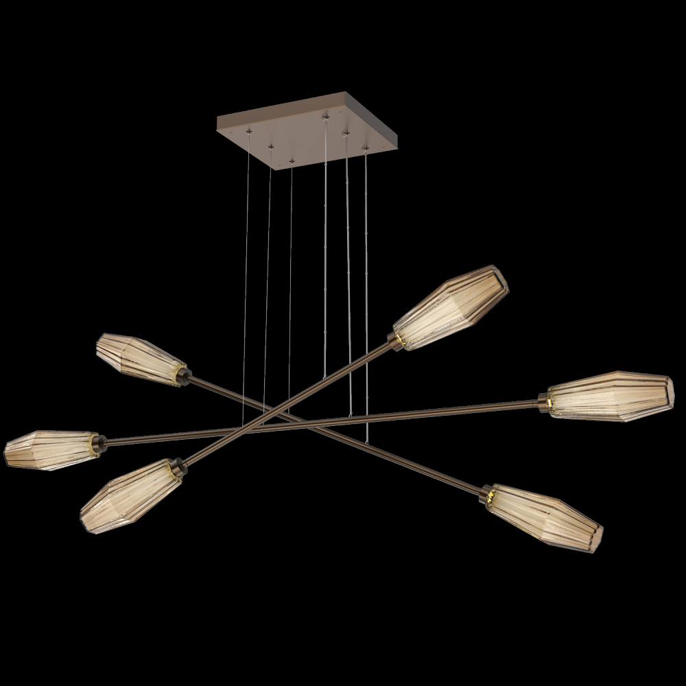 Aalto Triple Moda-Flat Bronze-Bronze Blown Glass-Stainless Cable-LED 3000K