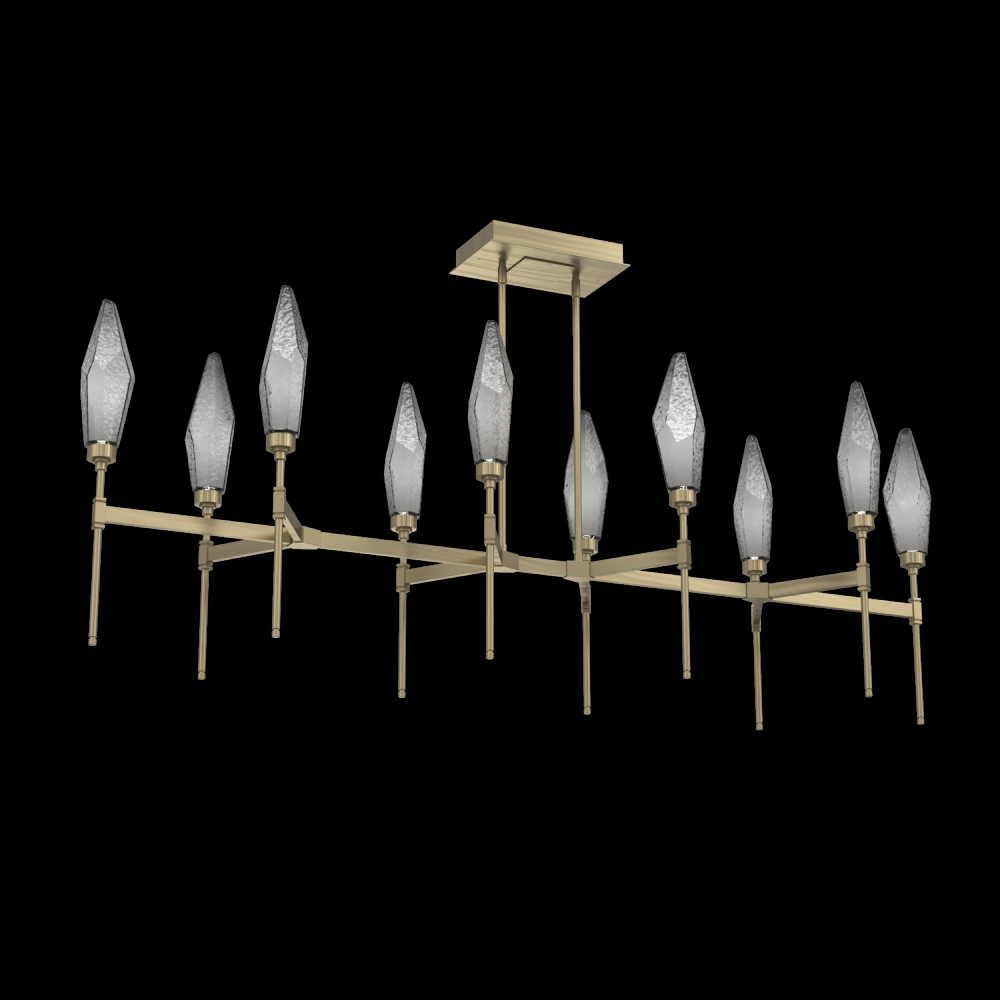 Rock Crystal Linear Belvedere Suspension-67-Heritage Brass