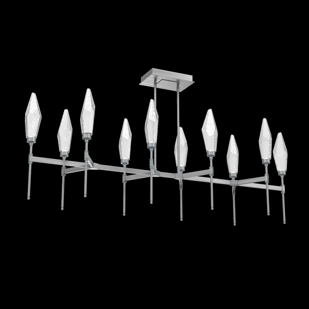 Rock Crystal Linear Belvedere Suspension-67-Satin Nickel