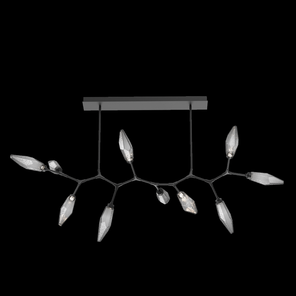 Rock Crystal 10pc Branch-Matte Black-Chilled Blown Glass